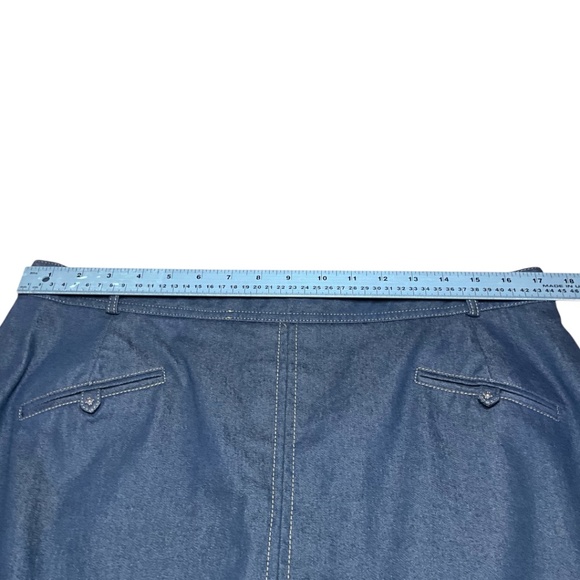 MARCONA Cotton Blend Chambray Maxi Pencil Skirt Front Reversable Zipper Sz 16 - Picture 5 of 10